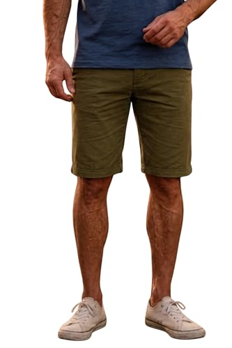 Image of Louis Philippe Men's Slim Fit Cotton Blend Solid Casual Shorts with Stretch