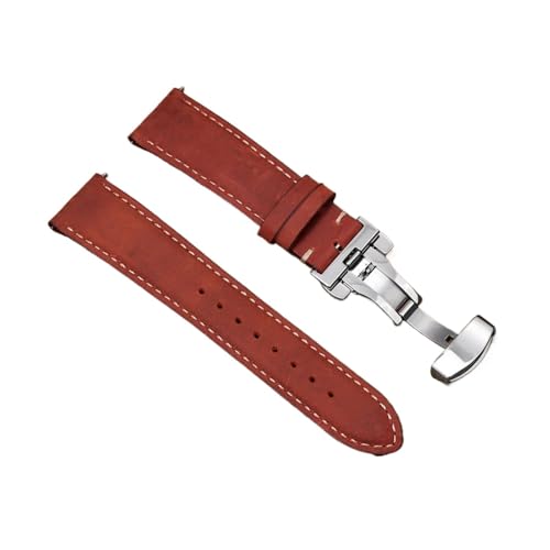 Bracelet montre cuir de veau rouge 22mm pour sublimer vos tenues de soirée