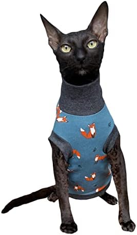 Miniatura 7 de Zorros de cuello alto elástico de algodón sin pelo para gato Sphynx (pequeño)