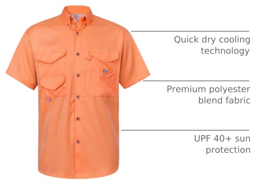 Image of Alimens & Gentle Short Sleeve Fishing Shirt Wicking Fabric Sun Protection Casual Button Down Shirts