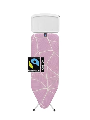 Image of Brabantia Ironing Board C, 48.8x17.7 in (124x45cm) - Lilac Waves | 100% Fairtrade Cotton | for Steam Generator Irons | Large Metal Steam Unit Holder | Ironing Board with Cover and Adjustable Height