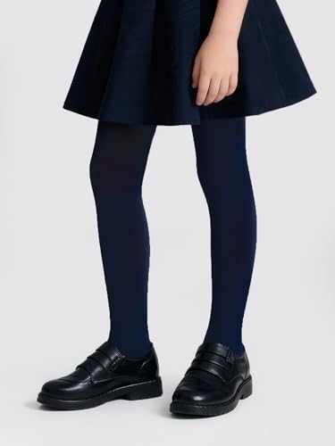 Image of COTTON DAY Kids Girls School Dress Cotton Tights Black White Navy Blue Burgundy