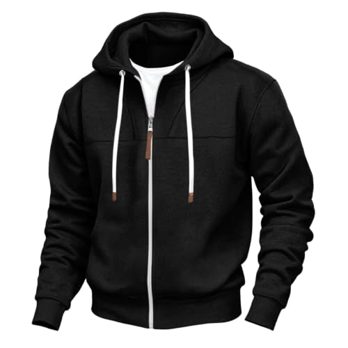 Mens Full Zip Hoodies Fashion Fleece Drawstring Hooded Sweatshirts Jackets - image 4