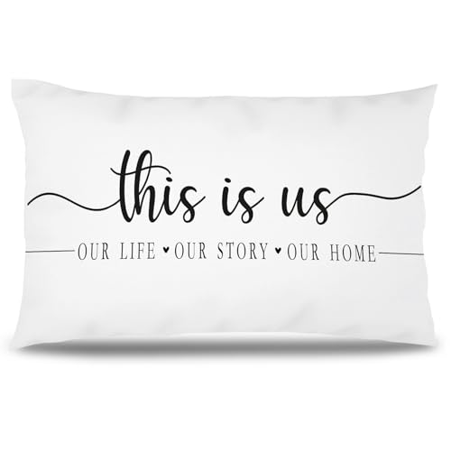 Likjad Taies d'oreiller décoratives pour lit et chambre à coucher de couple avec inscription « This is Us » - 30,5 x 50,8 cm
