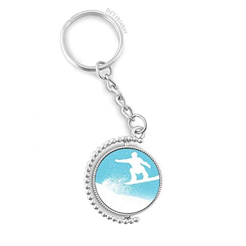 Llavero de esquí acuarela accesorio deportivo con patrón rotativo y anillo Pilgrim