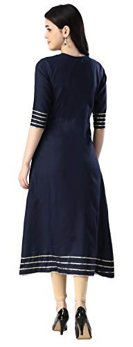 Image of Leriya Fashion Designer Slub Cotton Fully Stitched AnarklaiKurti for Women & Girls on Jeans Palazzo or Skirt