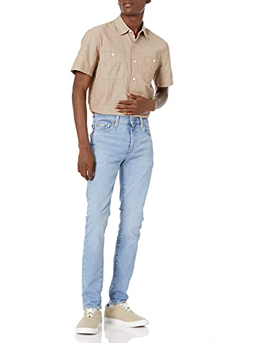 Image of Amazon Essentials Men's Regular-Fit Short-Sleeve Button-Down Chambray Shirt