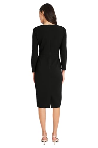 Maggy London Women's Dresses Long Sleeve Tucked Jewel Neck Sheath Career Office Wear Work Dress3