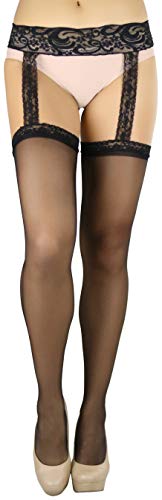 Image of ToBeInStyle Women's Attached Garter Belt Suspender Nylon Stocking Pantyhose