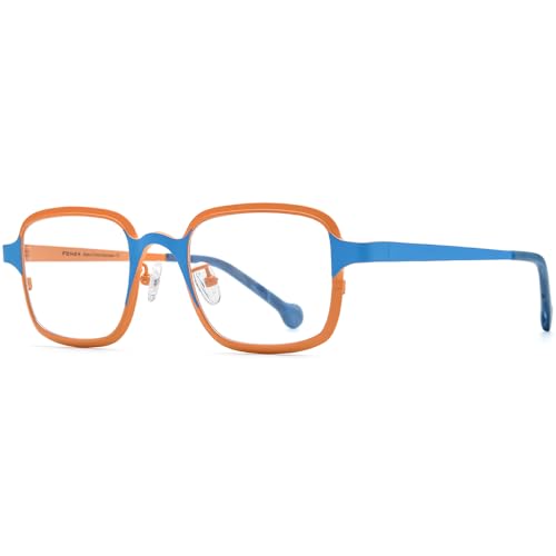 Image of FONEX Colorful Pure Titanium Glasses Frame Women Retro Round Eyeglasses