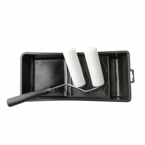 Cubeta de esmaltar y rodillo de 11 cm - Ideal para aplicar pinturas en superficies pequeñas y alcanzar áreas difíciles.