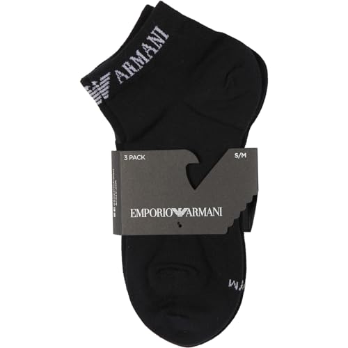 EMPORIO ARMANI Lot de 3 paires de chaussettes décontractées en coton pour homme, NOIR/NOIR/NOIR, S