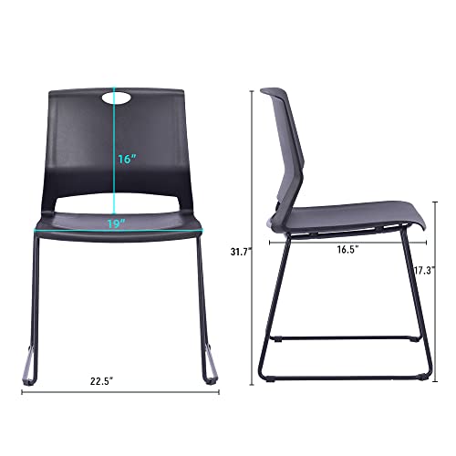 Sidanli SDL001BLK-BLACK SHELL BLACK FRAME Stacking Chairs Stackable Waiting Room Chairs Conference Room Chairs-Black thumb #1