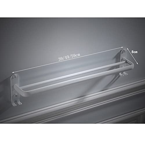 Porte-serviettes de salle de bain mural double barre blanc robuste - 8