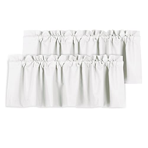 Valea Home Blackout Valance Curtains Waterproof Soft Rod Pocket Valance for Kitchen and Bathroom Window Room Darkening Valances for Bedroom, 52 inch x 18 inch, Grayish White, Set of 2