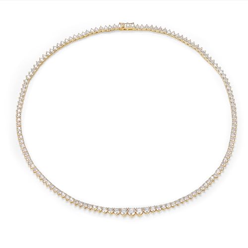 MDFUN Tennis Necklace Graduated 18K White Gold/Yellow Gold Plated | Gradient 3.0-5.0mm Round Cubic Zirconia Cut Faux Diamond 3 Prong Tennis Chain for Women and Men 16-24 inches