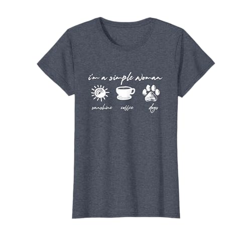 Einfache Frau Sonne Kaffee Hunde Hundeliebe Hund Geschenk T-Shirt