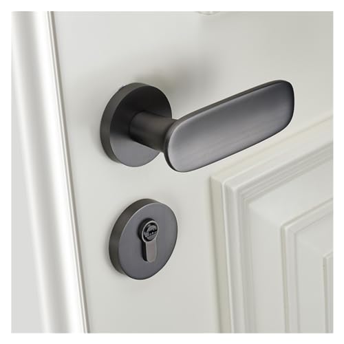 Serrure de porte intérieure en or mat brossé avec poignée grise - 4