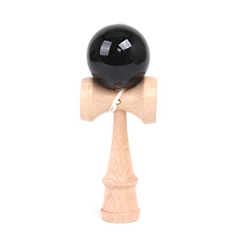 Knowooh Kendama de Madera de Haya Juego de Habilidad Juego Tradicional de Pelota de Juguete de Madera para Principiantes y Profesionales, Negro Cover