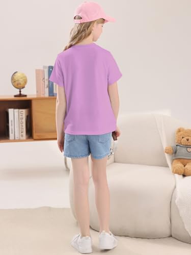 Image of Girls Summer Short Sleeve T Shirts Kids Basic Tees Crewneck Tops 5-14 Years