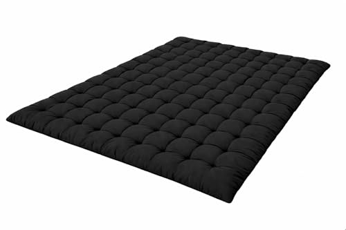 Image of ATOOTFUSION Soft Cotton Quilt | Foldable Light Weight Filled Single Firm Cotton Quilt Mattress| Gadda (Solid Coloured, Sleeping Capacity, 6 x 6 ft or 72 x 72 Inches) Double Bed (Black)