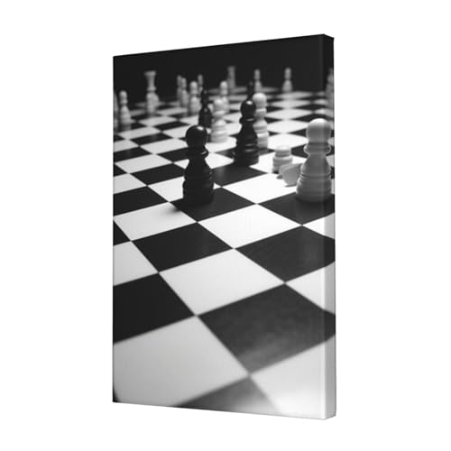 Tableau d'échecs en toile moderne pour décoration salon et bureau style damier
