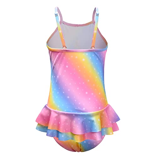 QPANCY One Piece Swimsuits for Girl Ruffle Unicorn Bathing Suits Strap Swimwear2