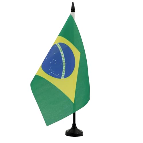 AZ FLAG Bandera de Mesa de Brasil 21x14 cm - Banderita de Despacho Brasileña 14 x 21 cm