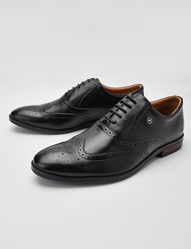Image of Monte Carlo Mens Solid Lace Up Genuine Leather Formal Brogue Shoes (201806FW)