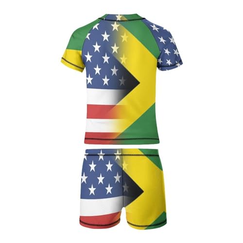 American and Jamaican FlagChildren's Casual Swimsuit Set - Simple and Versatile9-11Y（140cm）3
