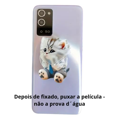 Apoio de Celular de Acrílico em Forma de Pet, Branco e Azul (G3)