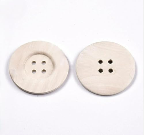 10 Große Holzknöpfe 50mm, 4-Loch, Dunkelbraun – Für Jacken, Mäntel & Bastelprojekte