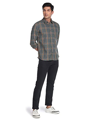 Image of Arrow Men's Cotton Checkered Slim Fit Shirt