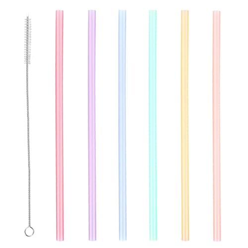 7 PCS Silicone Straws Reusable Long Straw Silicone Straw with Cleaning Brushegt for Tumblers and Smoothies Food-Grade Drinking Straws Reusable Straws(Color)