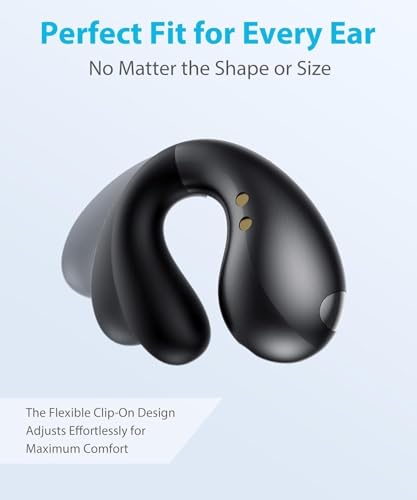 Boytond Ultra Open Ear Earbuds - Ergonomic Clip-On Earbuds, Small Bone Conduction Over-The-Ear Headphones with Waterproof Design, Perfect Running Headphones for Sports and Fitness, Onyx Black — view 3