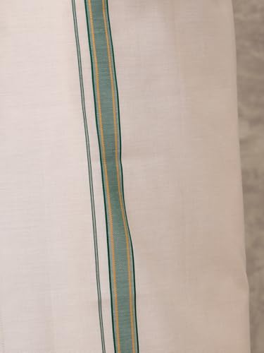 Image of RAMRAJ COTTON Men Parsley Green Silk Cotton Full Sleeves Shirt With Matching Border Tissue Dhoti Set CCB Fortune-SMC3