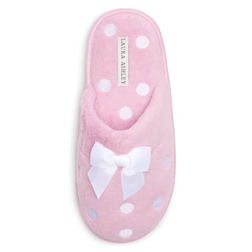 Image of Laura Ashley Ladies Embroidered Soft Terry Plush Scuff Slipper