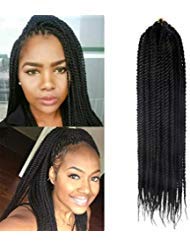 (6Packs,18 Inch) DakTou Senegalese Twist Crochet Hair Braids Synthetic Braiding Hair Extensions Small Havana Mambo 2X Twist Braids High Temperature Fiber hair 30Stands/Pack (18 Inch, 1B)