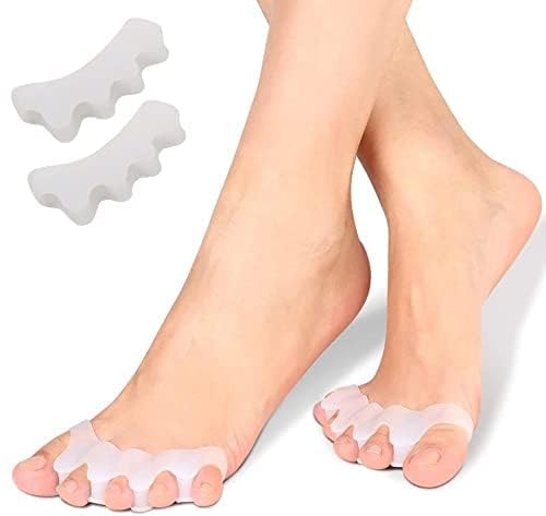 PrePsto Silicone Gel Toe Separators, 5 Holes High Elastic Toe Straightener Hammer Hallux Valgus Corrector Pain Relief Straightener Achilles Stretcher, Toe-Spacers Bunion (White)-image-28