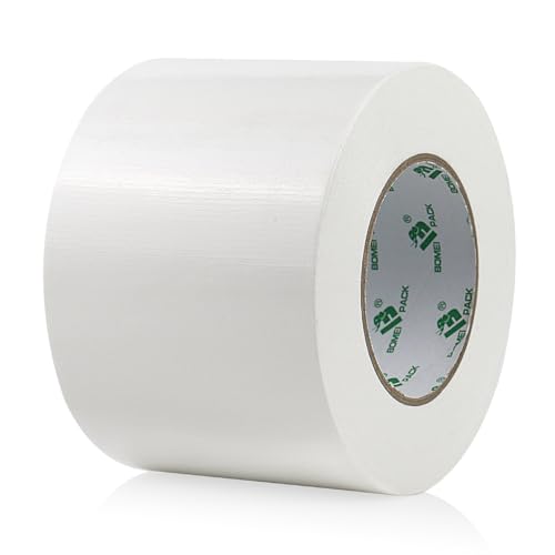 BOMEI PACK Cinta americana Blanca de 100 mm x 50 m - Cinta de tela resistente, ancha, adhesiva e impermeable - Para reparar, fijar, agrupar