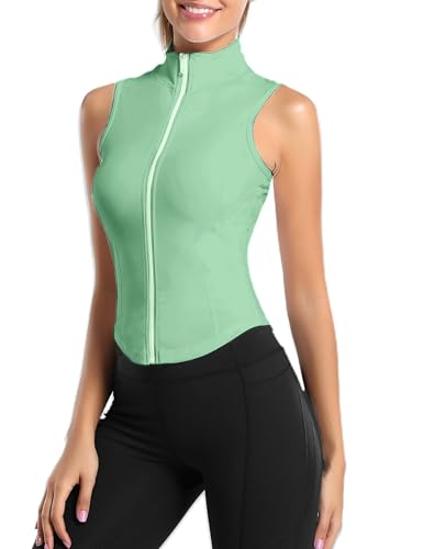 Image of Women's Workout Activewear Vests Cropped Sleeveless Yoga Athletic Golf Shirt Tank Tops