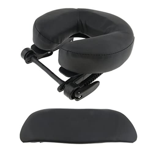 Massage Table Headrest - Height Can Be Adjusted - Soft Face Down Cradle Cushion with Pu Leather Cover - Hanging Arm Rest - Pack of 3 - Black