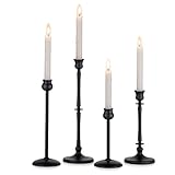 Nuptio Mattschwarze Kerzenständer für Kerzenhalter und Stabkerzen – Set mit 4 Kerzen Ständer Einfache Kerzenständer für Kaminumrandung Esstisch Weihnachtsdekoration