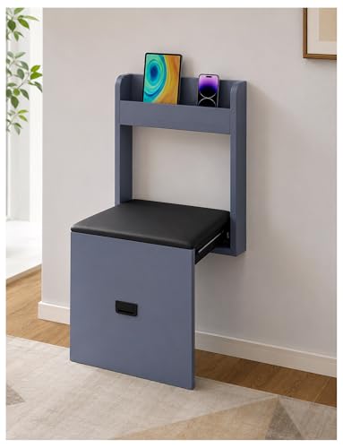 Genérico Banco Zapatero Detrás de la Puerta, Banco Abatible de 40 cm de Ancho con Fondo Plegado de 7 cm, Cojín de PU y Bandeja Superior, para Entrada, Pasillo y Armario(G)