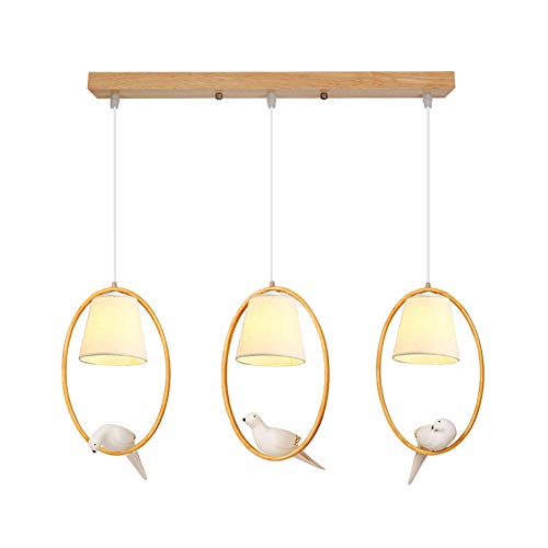 Lustre suspension petit oiseau en bois 1 lumière pour salle à manger et chambre