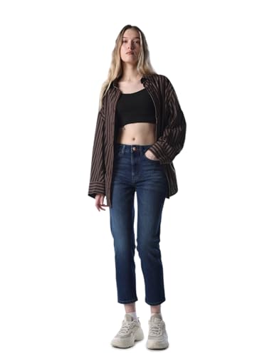 Image of ONLY Women's Solid Slim Fit High Rise Blue Jeans