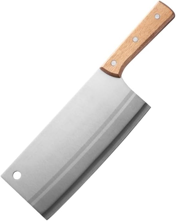 Meat Cleaver,Cleaver Knife 7.5 Inch Chinese Cleaver Handmade Chopper Chef 3cr13 Stainless Steel Knife Professional Kitchen Knives Meat Slicer Chopping, White, LAMAJIGA5844