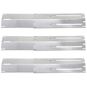 Criditpid Universal Stainless Steel Heat Plate Shield Flame Tamer Replacement for Brinkmann, Charbroil, Weber, Chargriller, 3-Pack Burner Cover for Charbroil Grill, Extends from 11.75″ up to 21″ L