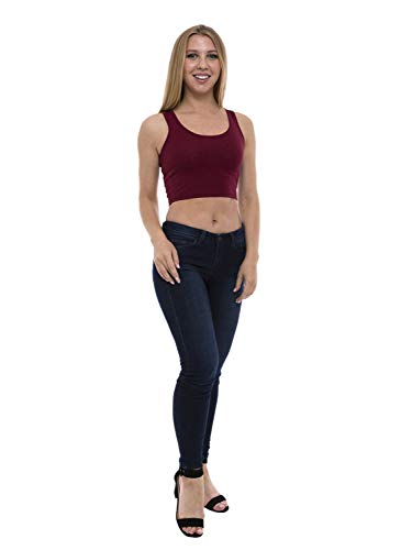 Lunarable Tank Top for Women Racerback Croptop Basic Wear, L, Maroon