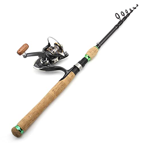 Telescopic Fishing Rod and Reel Combos, Carbon Fiber Fishing Pole Kit with for Saltwater Freshwater Adults (2.1M+SPINNING WHEELS)
